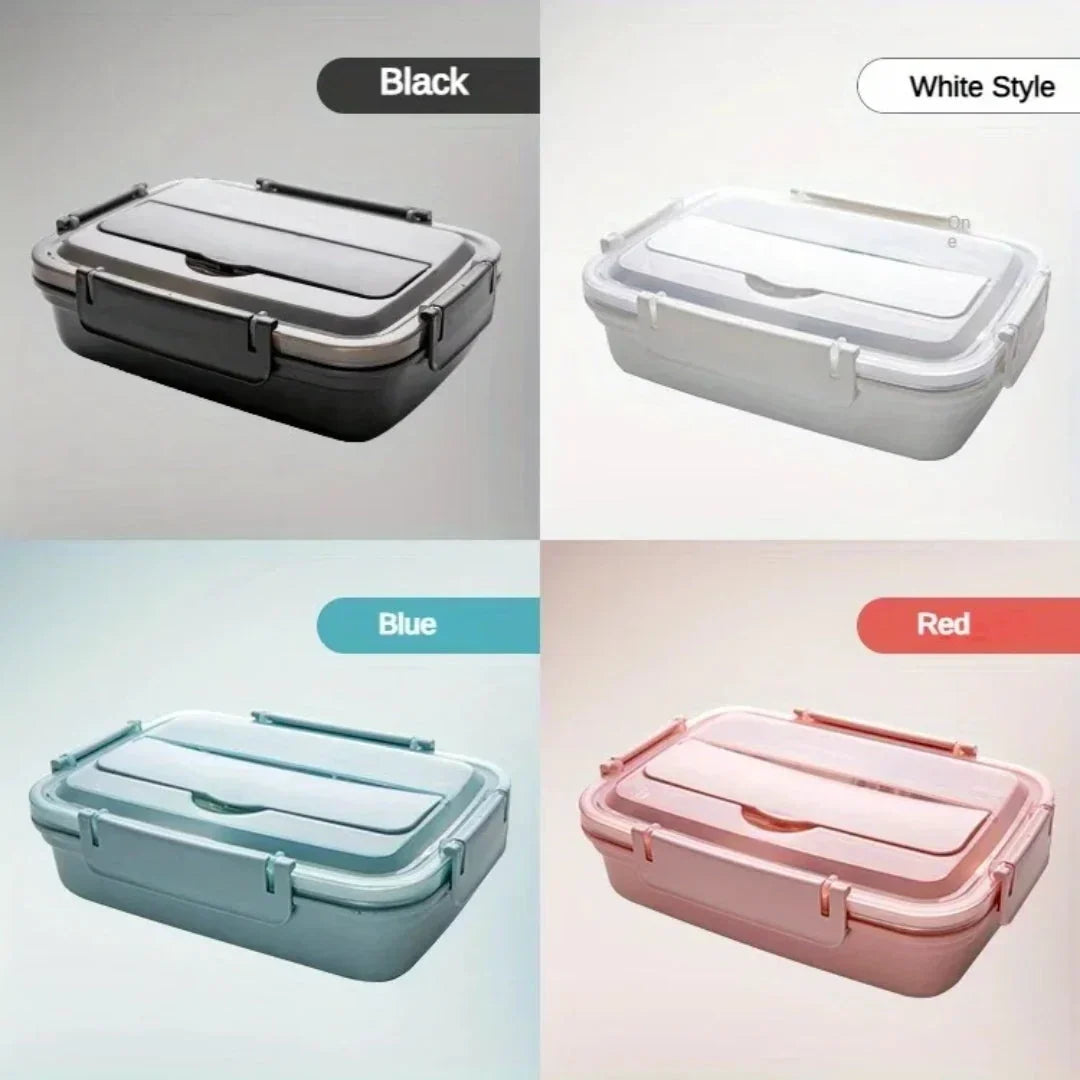 Stainless steel bento lunch box with phone stand lid