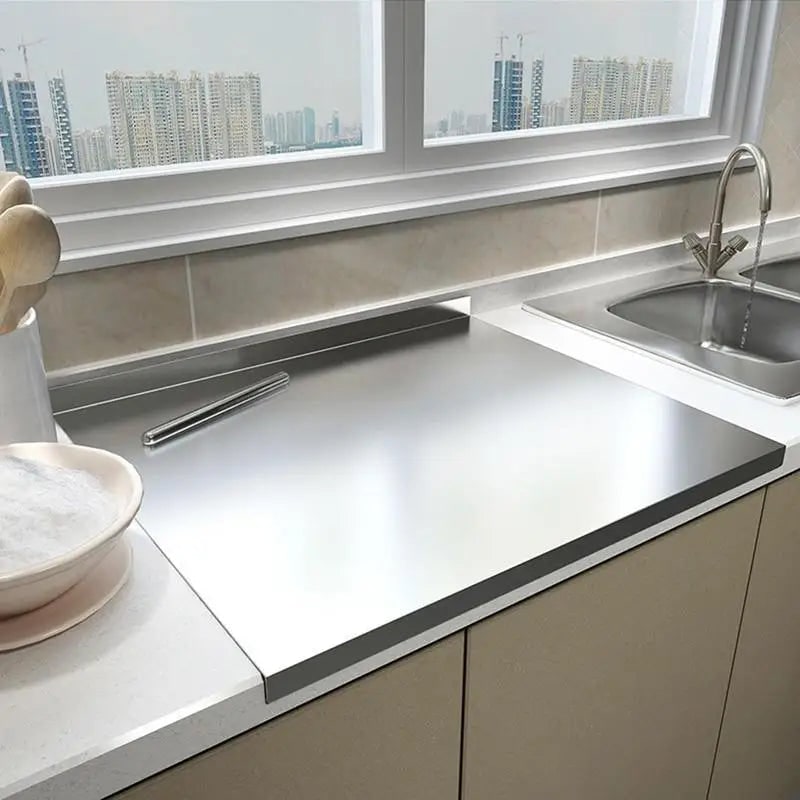 Stainless steel worktop chopping board with lip