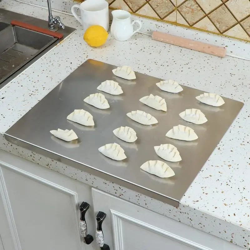 Stainless steel worktop chopping board with lip