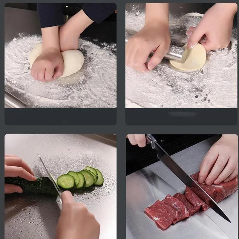 Stainless steel worktop chopping board with lip