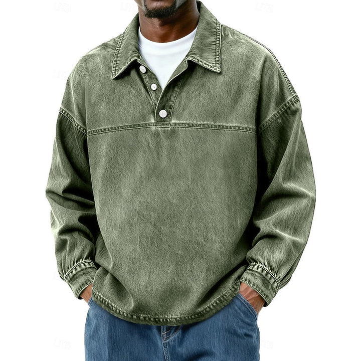 Men's Long-Sleeve Half-Button Summer Shirt – image 3