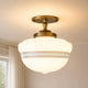 Striped Milk Glass Globe Ceiling Light