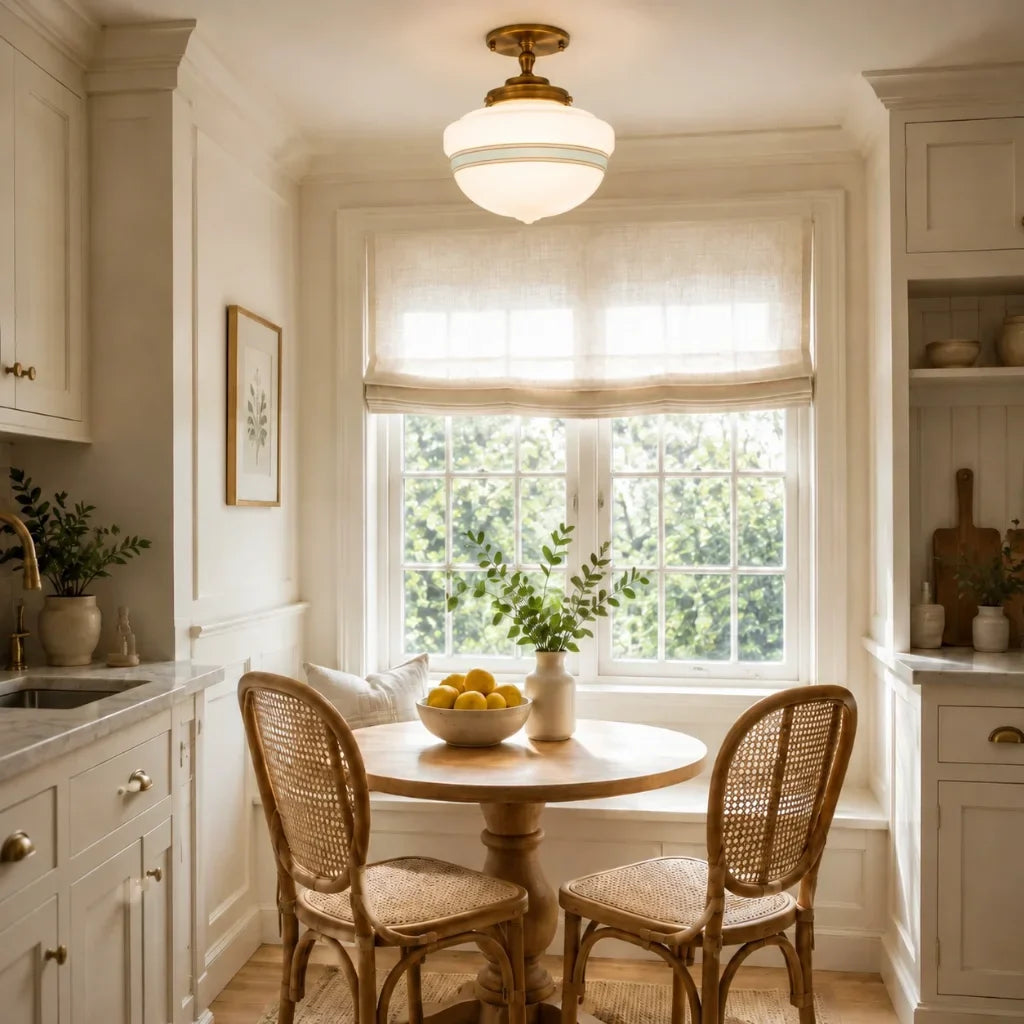 Striped Milk Glass Globe Ceiling Light