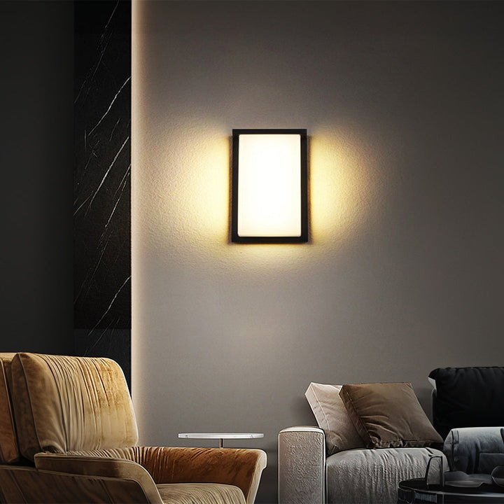 Rectangular Outdoor Wall Light | Black Frame, Opal Diffuser, IP65