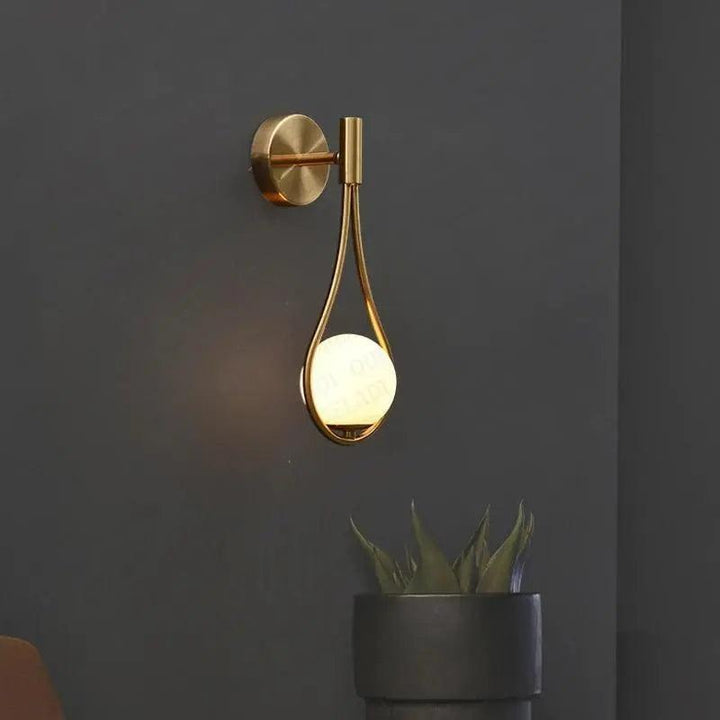 Teardrop Wall Light with Opal Globe | Black, Gold or Silver
