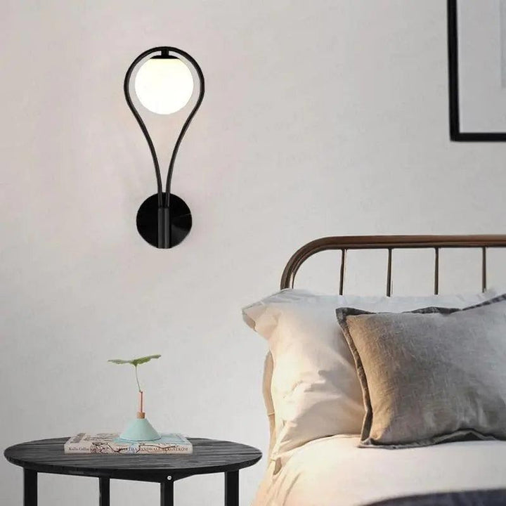 Teardrop Wall Light with Opal Globe | Black, Gold or Silver