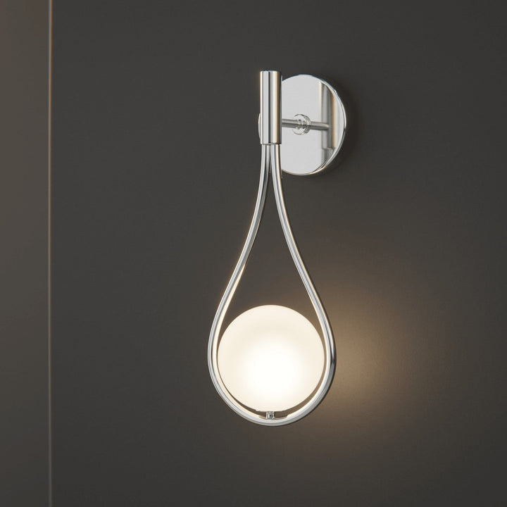 Teardrop Wall Light with Opal Globe | Black, Gold or Silver