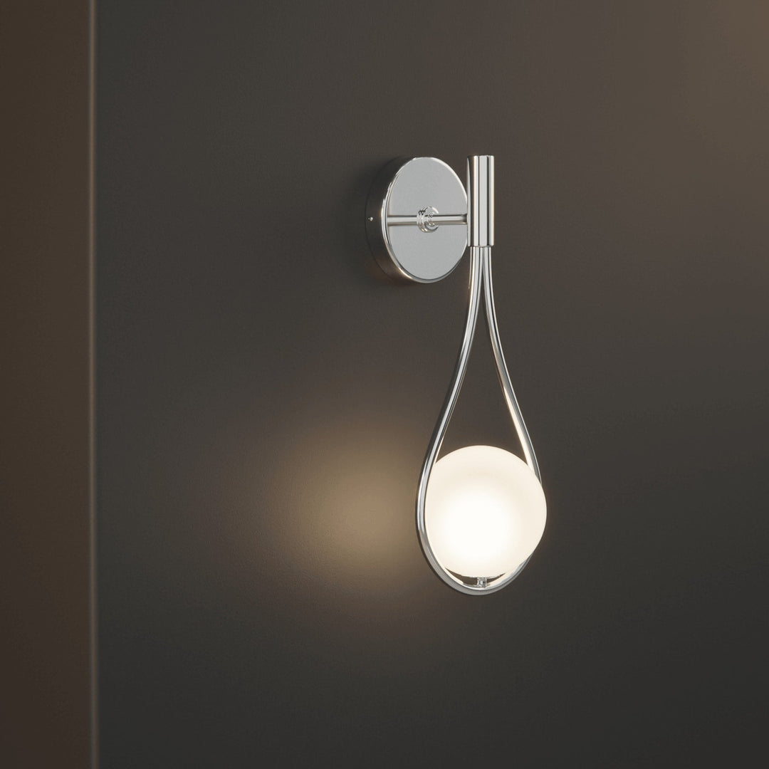 Teardrop Wall Light with Opal Globe | Black, Gold or Silver
