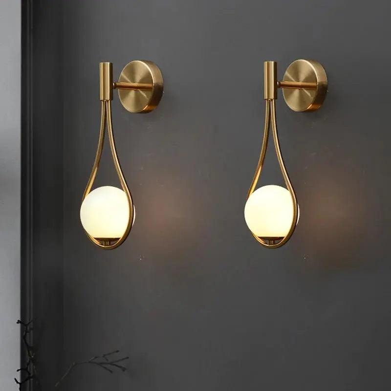 Teardrop Wall Light with Opal Globe | Black, Gold or Silver