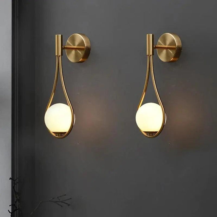 Teardrop Wall Light with Opal Globe | Black, Gold or Silver