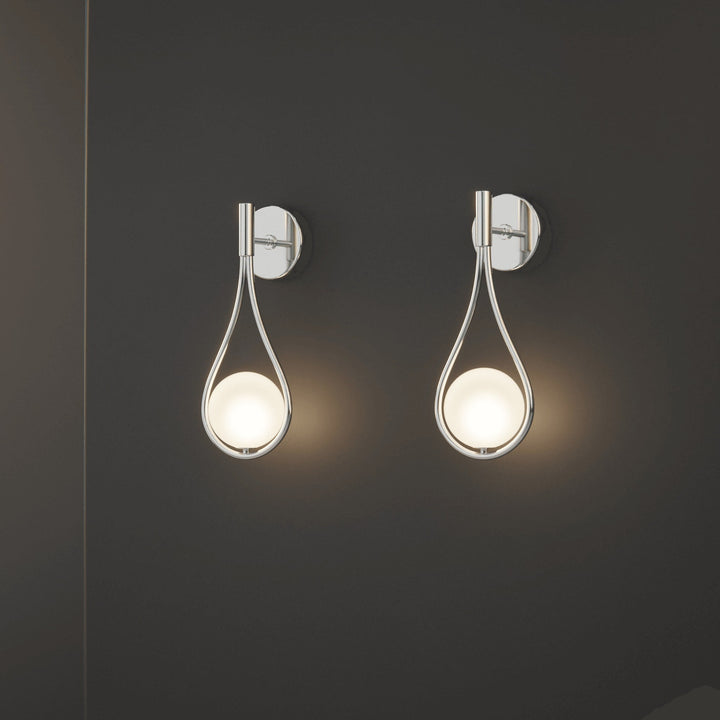 Teardrop Wall Light with Opal Globe | Black, Gold or Silver