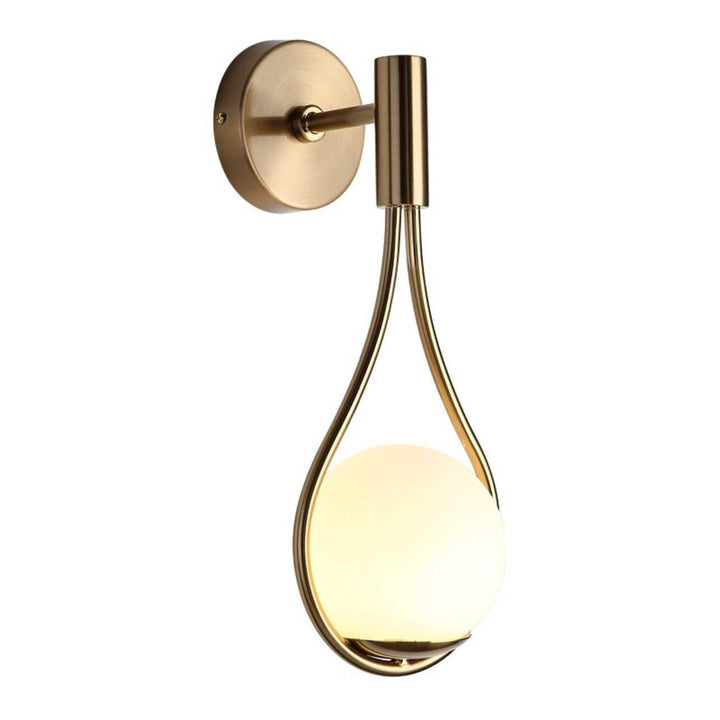 Teardrop Wall Light with Opal Globe | Black, Gold or Silver