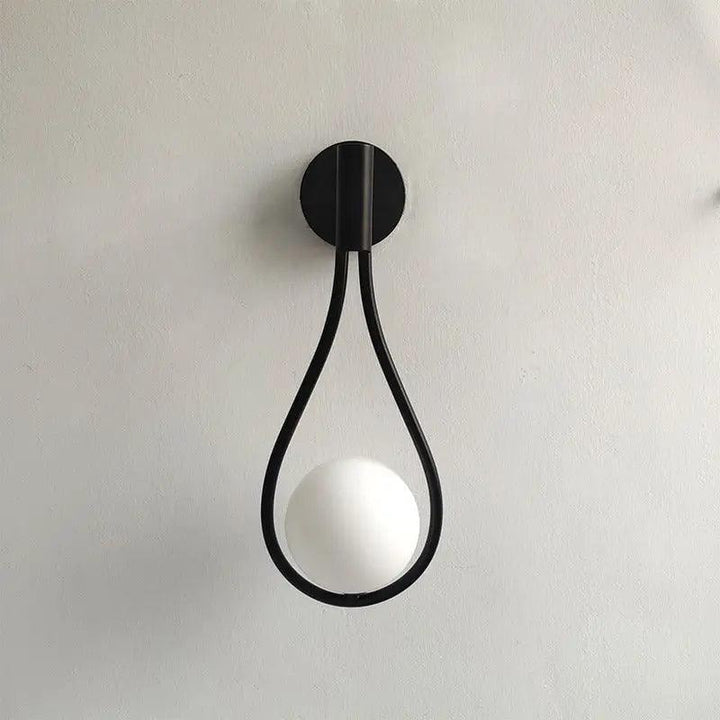 Teardrop Wall Light with Opal Globe | Black, Gold or Silver