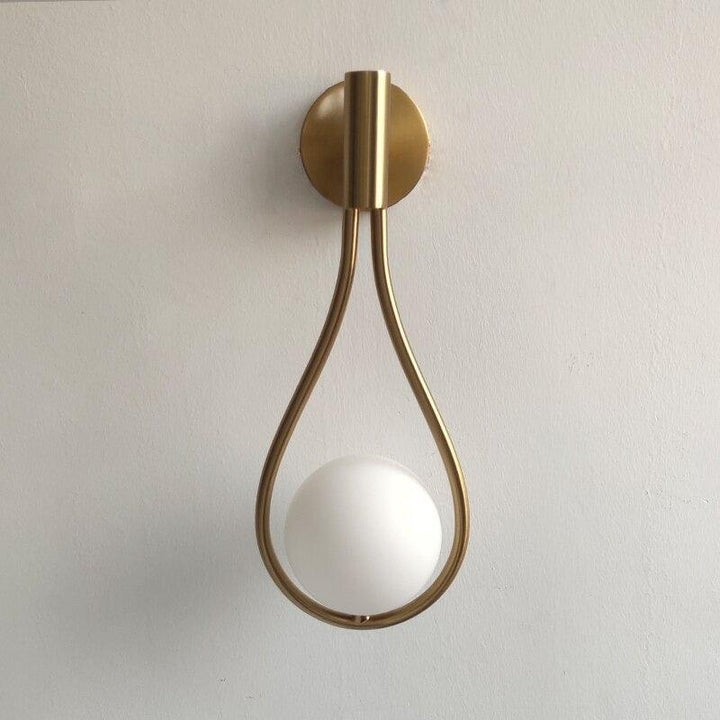Teardrop Wall Light with Opal Globe | Black, Gold or Silver