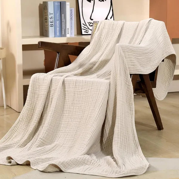 Cotton Muslin Throw | Crinkle Gauze, Six Colours