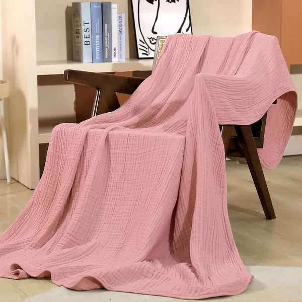 Cotton Muslin Throw | Crinkle Gauze, Six Colours