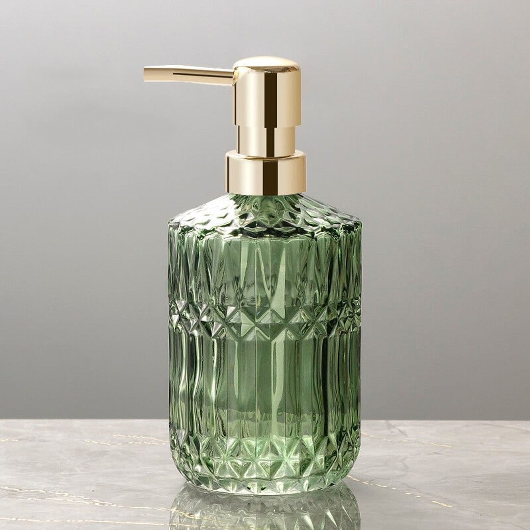 Textured Glass Soap Dispenser with Gold Pump