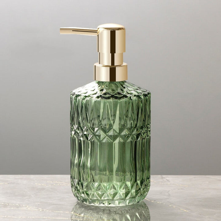 Textured Glass Soap Dispenser with Gold Pump