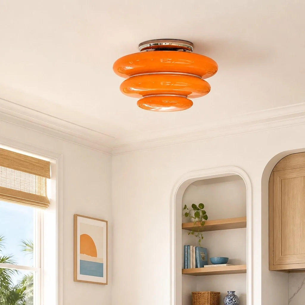 Tiered Amber Glass Ceiling Light