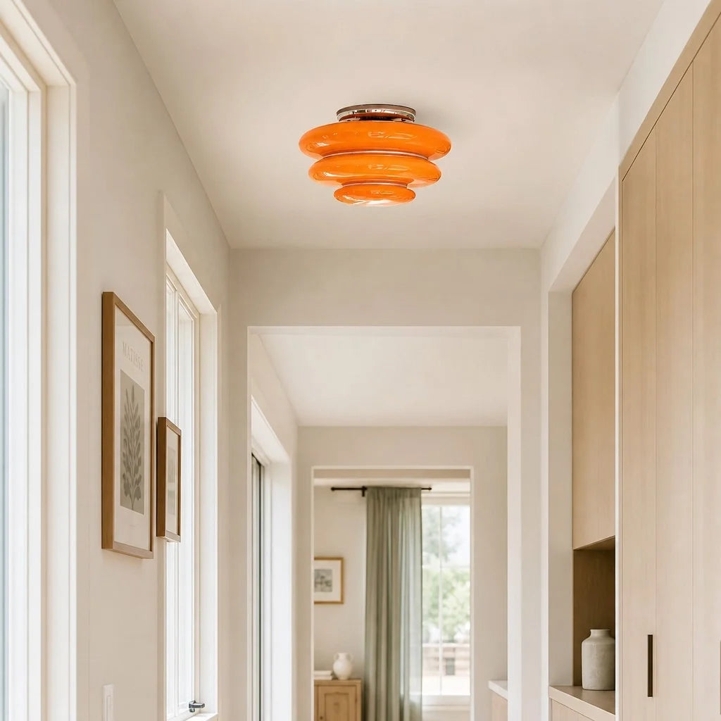 Tiered Amber Glass Ceiling Light