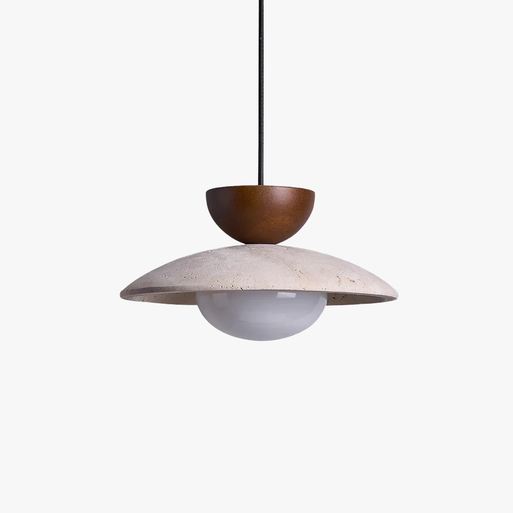 Travertine and Glass Pendant Light