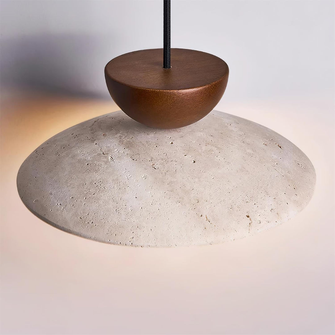 Travertine and Glass Pendant Light