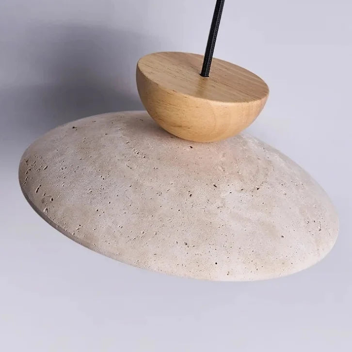 Travertine and Glass Pendant Light