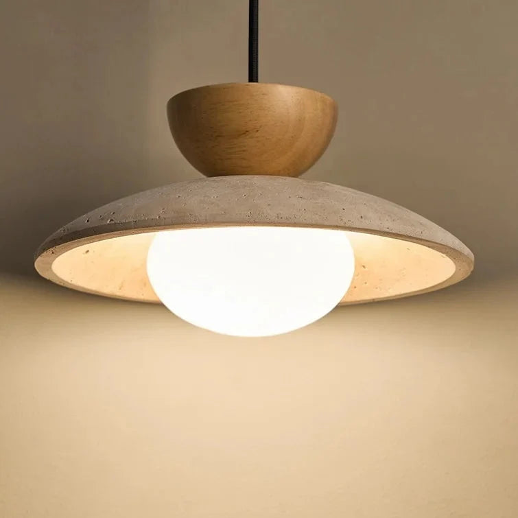 Travertine and Glass Pendant Light