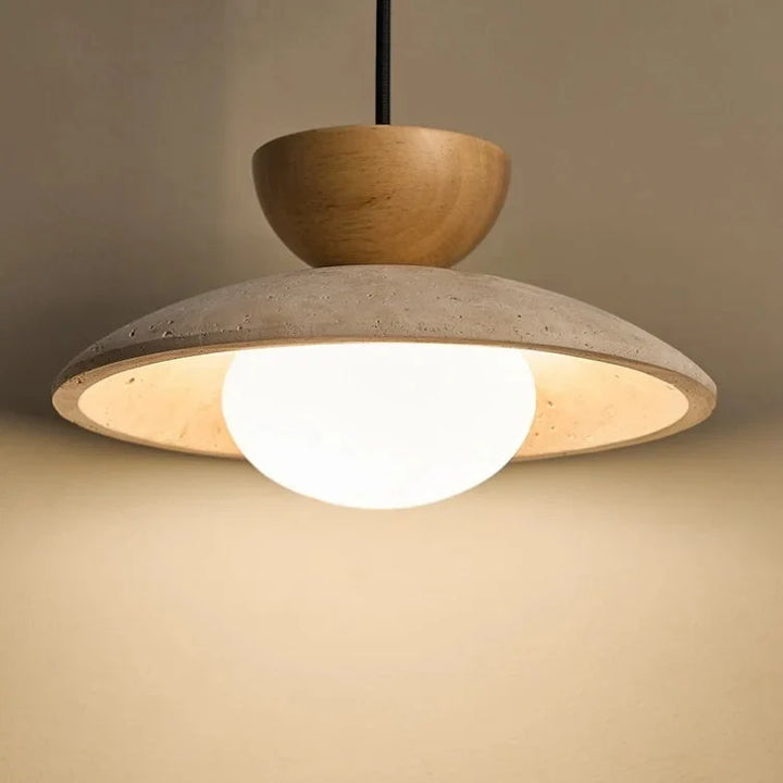 Travertine and Glass Pendant Light