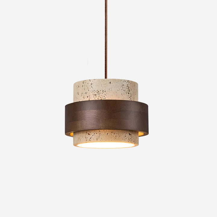 Travertine and Wood Pendant Light