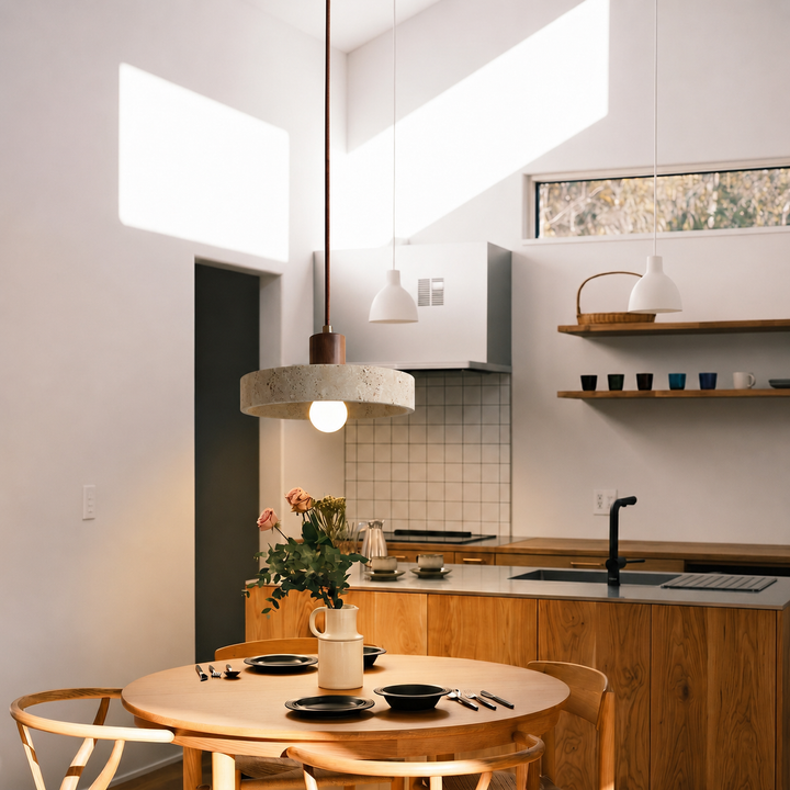 Travertine Bauhaus Pendant Light, view 3