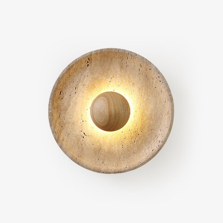 Travertine disc wall light