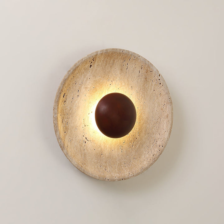 Travertine disc wall light