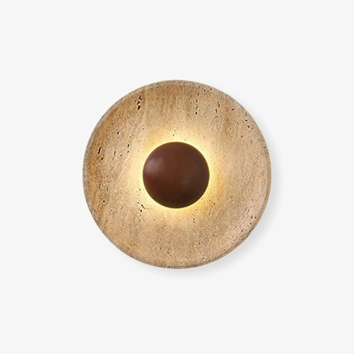 Travertine disc wall light