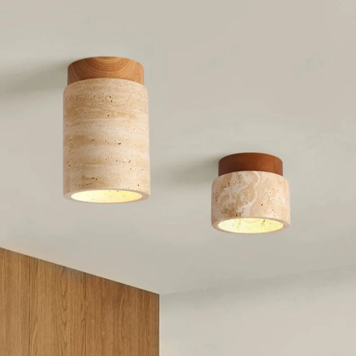 Travertine Semi Flush Ceiling Light