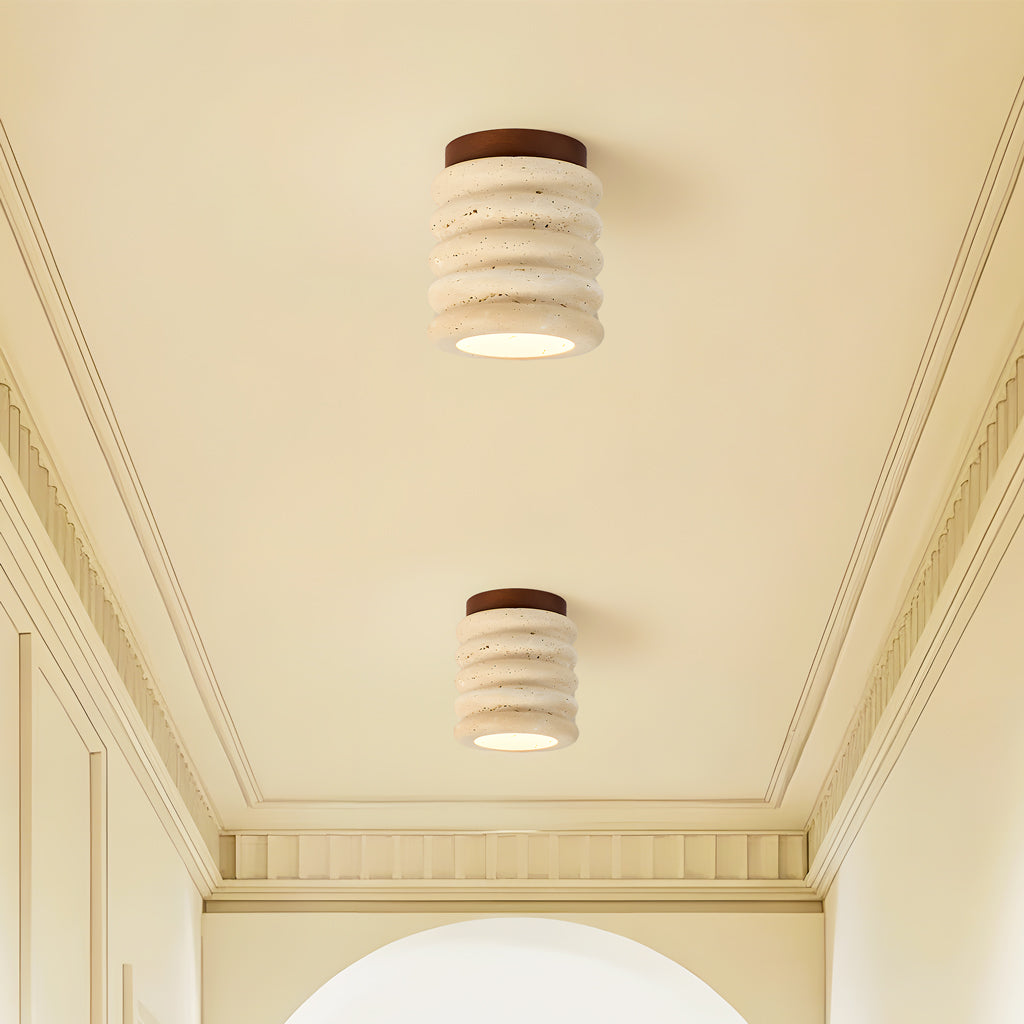 Travertine Semi Flush Ceiling Light