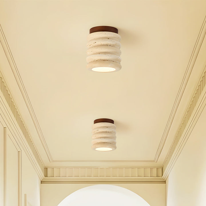 Travertine Semi Flush Ceiling Light