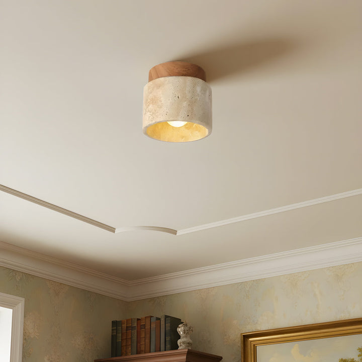 Travertine Semi Flush Ceiling Light