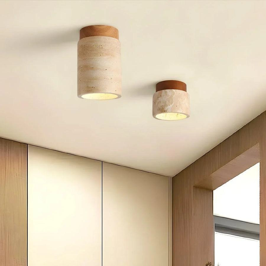 Travertine Semi Flush Ceiling Light