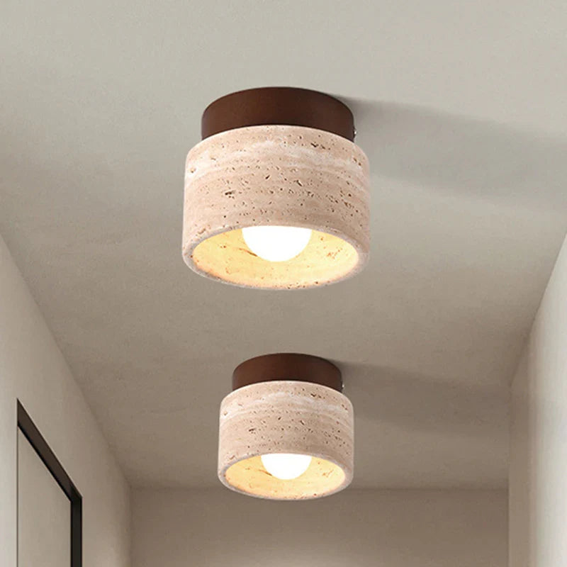 Travertine Semi Flush Ceiling Light