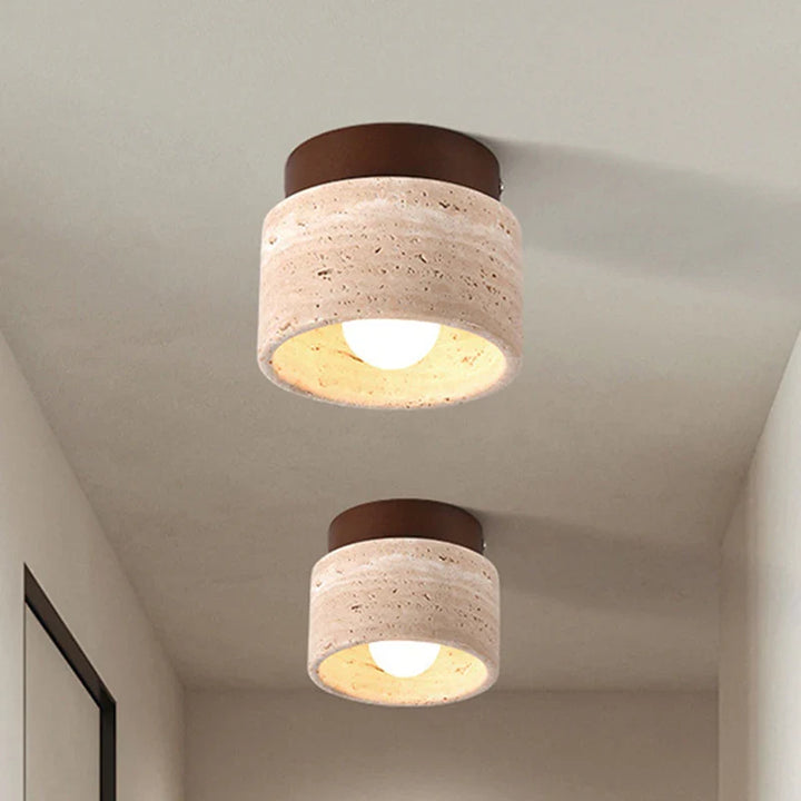 Travertine Semi Flush Ceiling Light