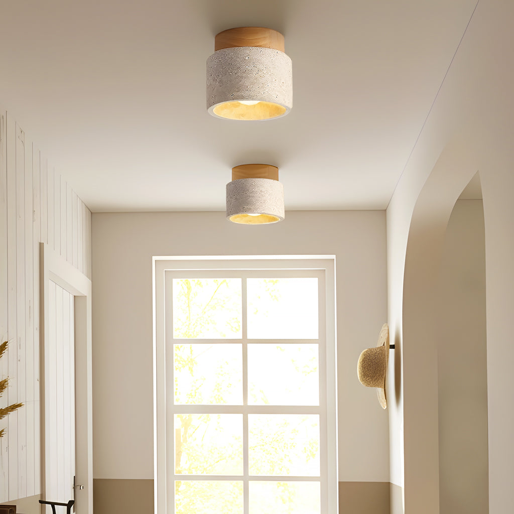 Travertine Semi Flush Ceiling Light