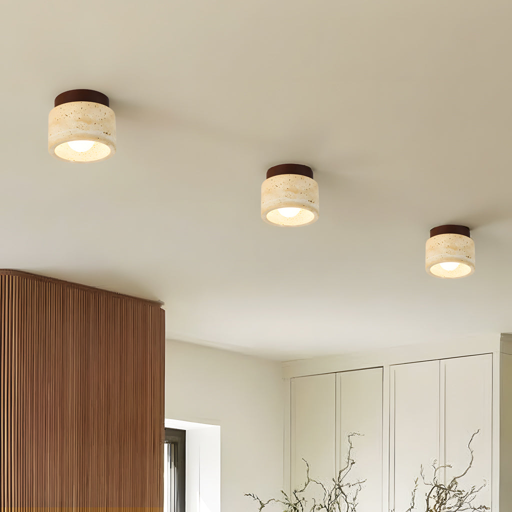 Travertine Semi Flush Ceiling Light