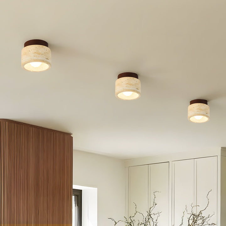 Travertine Semi Flush Ceiling Light