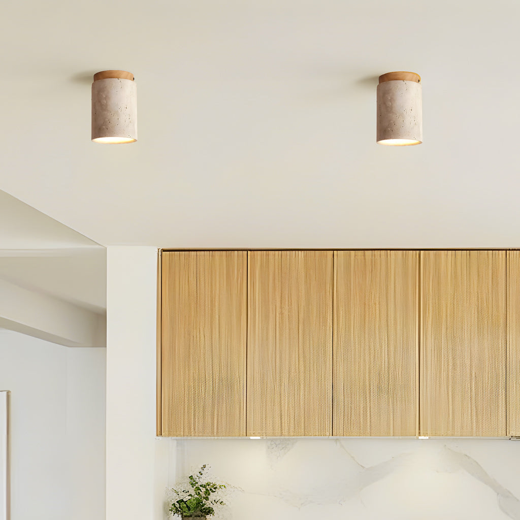 Travertine Semi Flush Ceiling Light