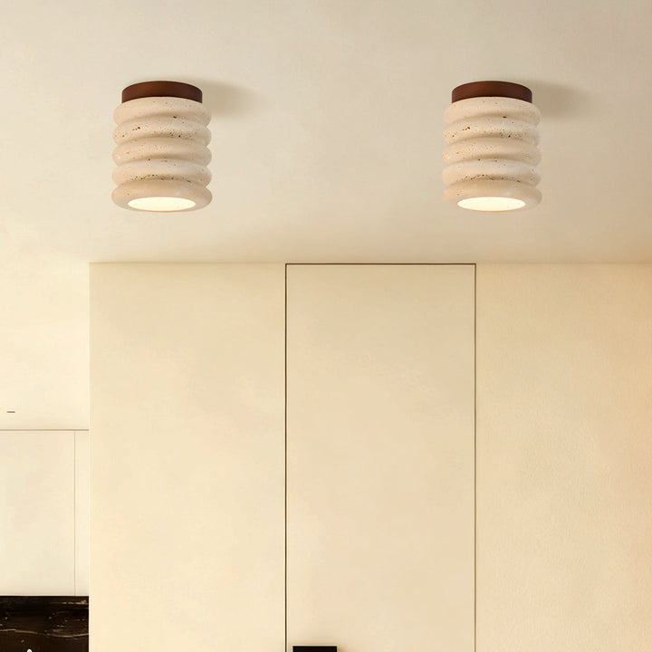 Travertine Semi Flush Ceiling Light