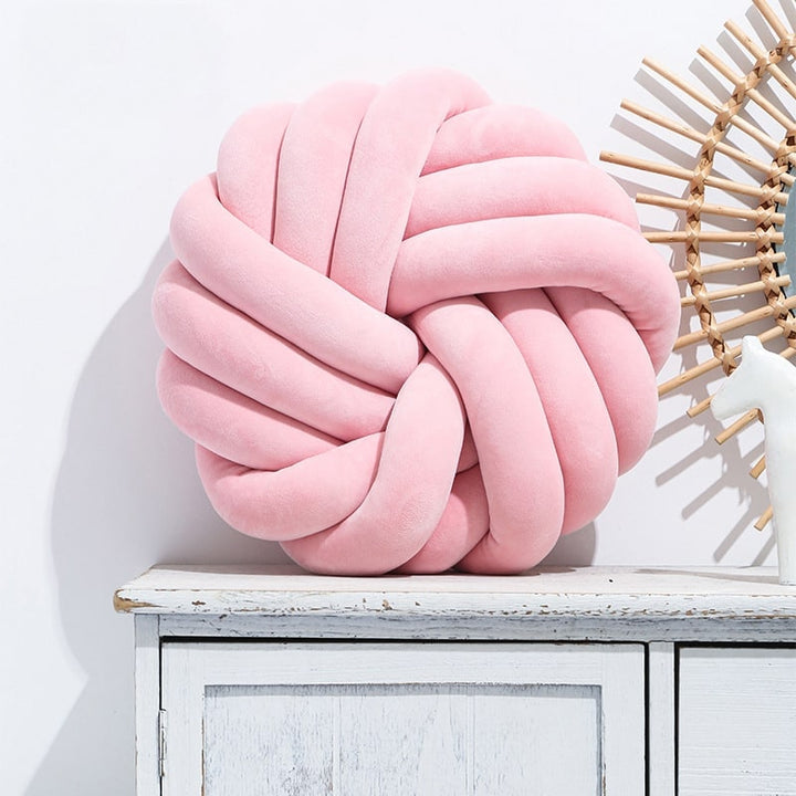 Velvet knot ball cushion
