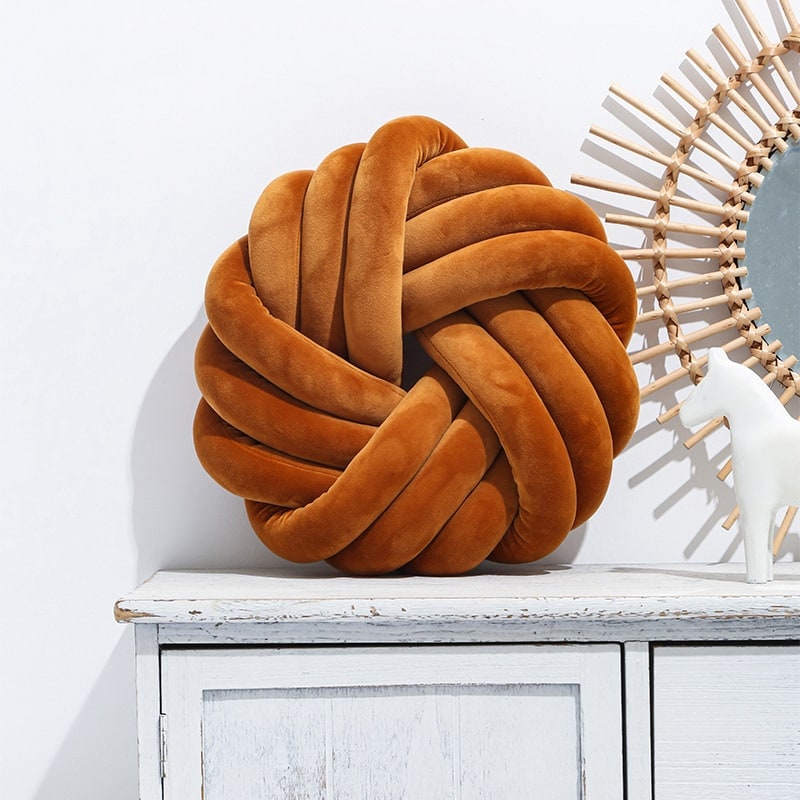 Velvet knot ball cushion