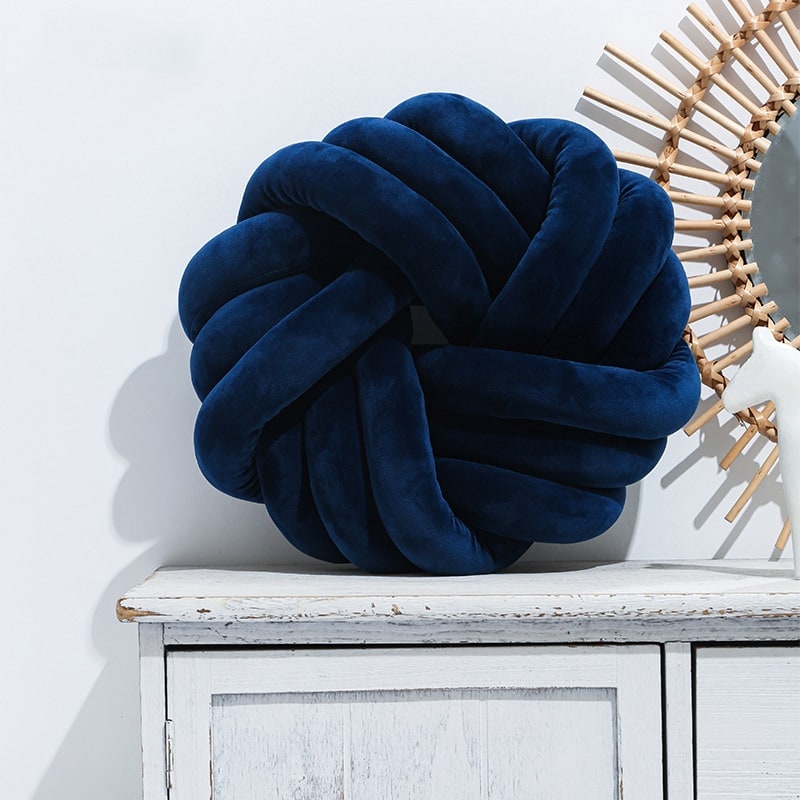 Velvet knot ball cushion