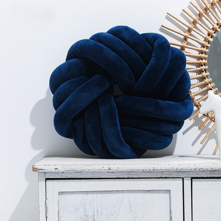 Velvet knot ball cushion